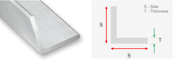 Tabla de pesos en ángulo de aluminio 6063