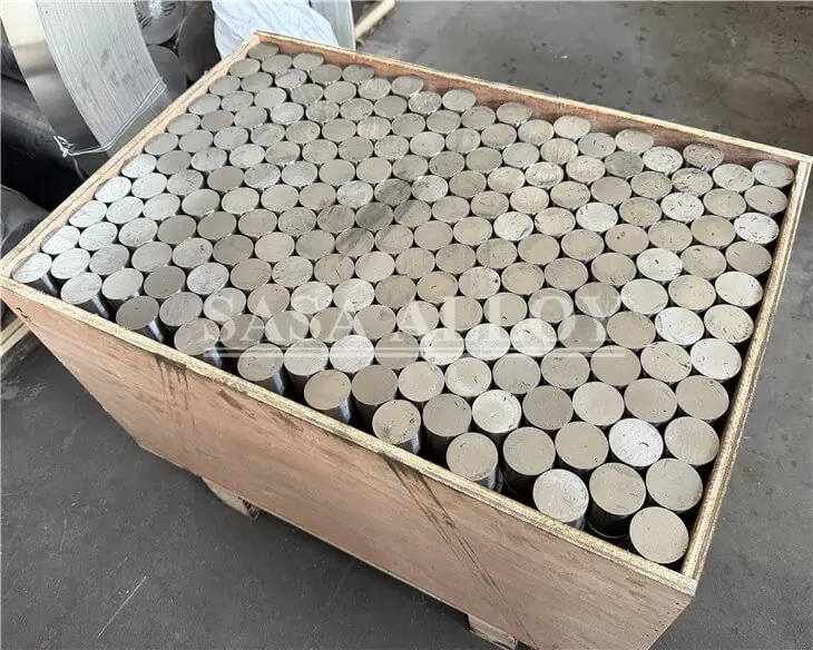 Inconel 718 cut round bars prepared for shipment