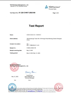 Inconel 718 bar third-party test report cover