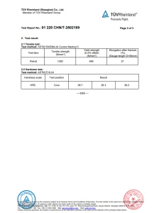 Inconel 718 bar chemical and hardness test results