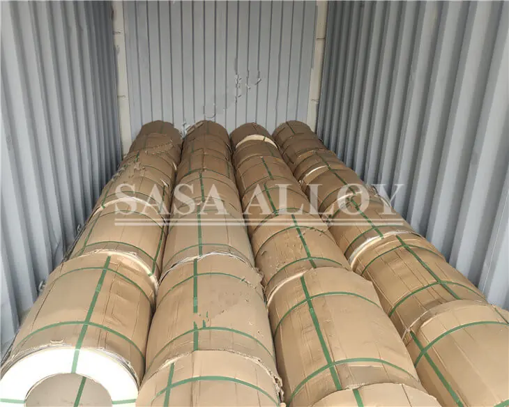 Inconel 718 wire coils secured for container shipment