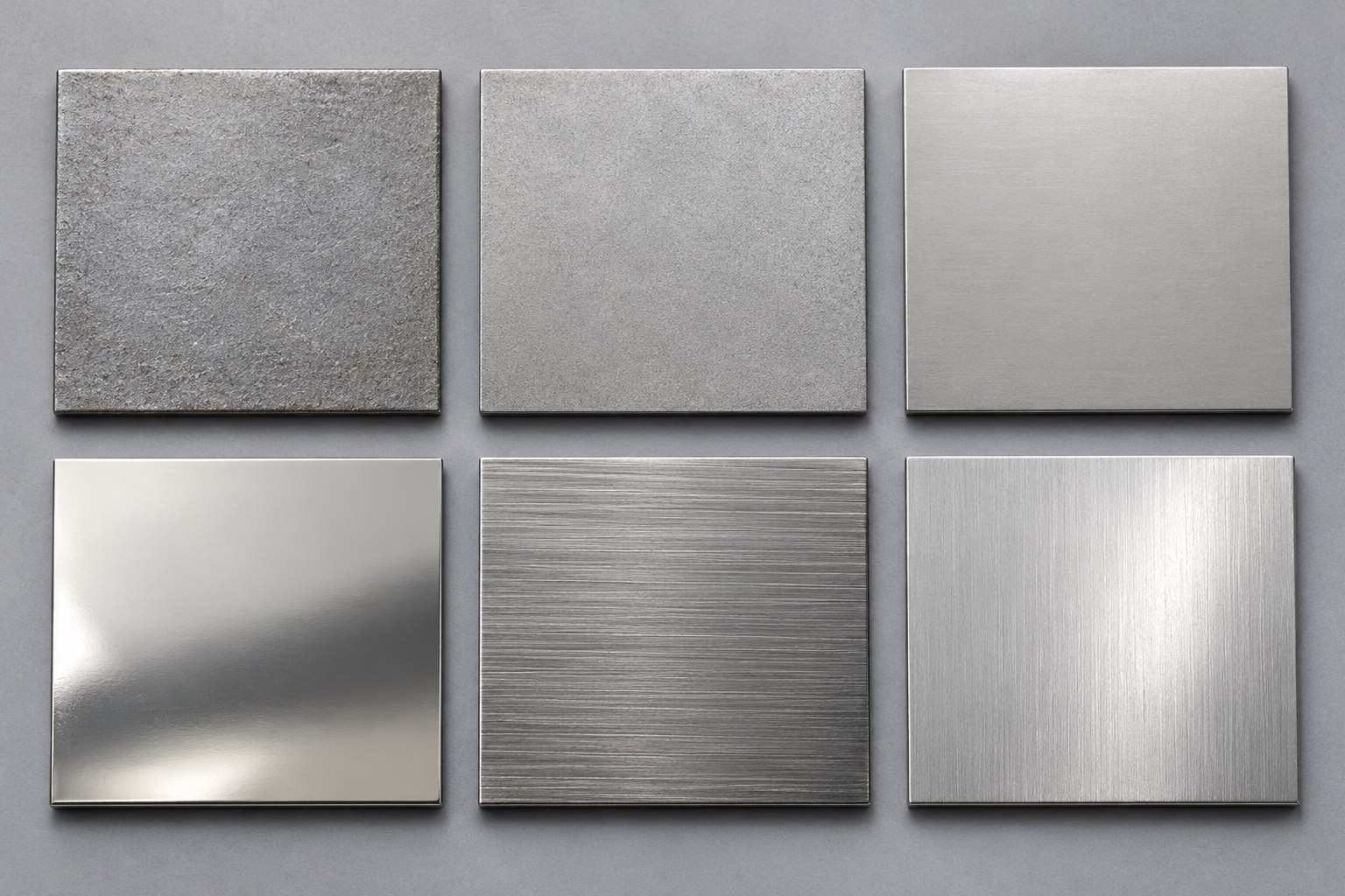 Visual comparison of six nickel alloy sheet and plate surface conditions